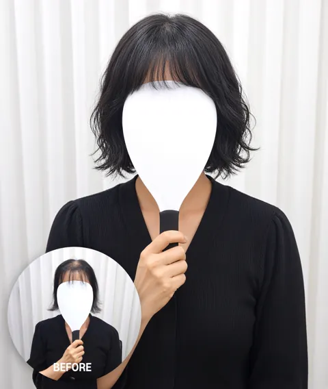 여성 가벼운 단발 웨이브와 왼쪽 아래 이전 이미지